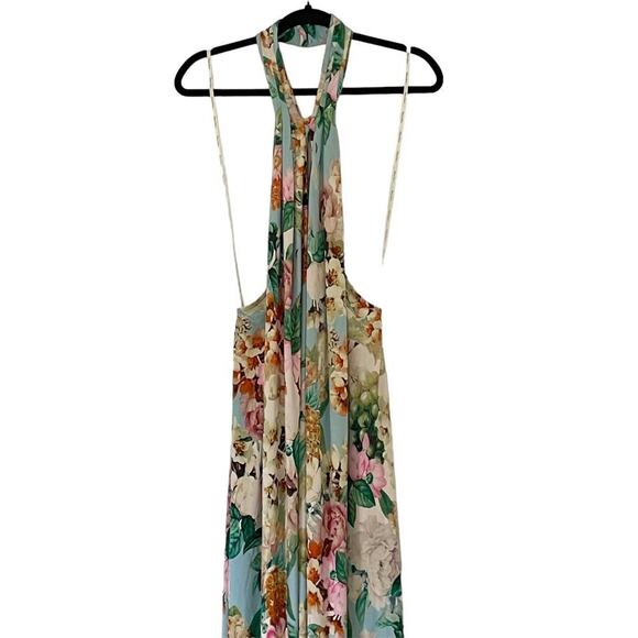 Cara Cara Marion Dress Twisted Open-Back Floral Halter Silk Chiffon Maxi Size XL - Picture 3 of 13